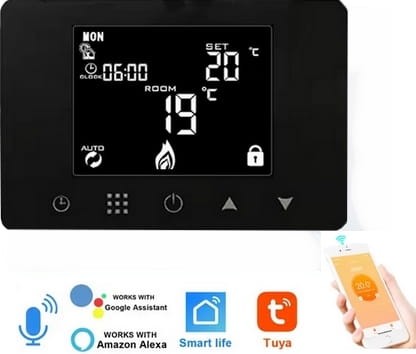 TERMOSTAT PANEL NAŚCIENNY POKOJOWY EKRAN DOTYKOWY LED WiFi TUYA CZARNY