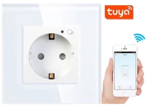 gniazdko szklane dopuszkowe podtynkowe białe wifi tuya