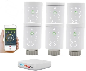 ZESTAW TUYA ZigBee 6 x GŁOWICA TERMOSTAT + CENTRALA WIFI