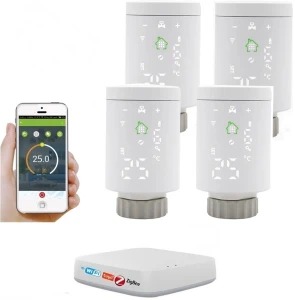 ZESTAW TUYA ZigBee 4 x GŁOWICA TERMOSTAT + CENTRALA WIFI